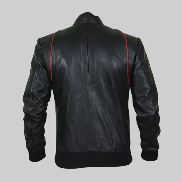 Cowhide black bomber motorcycle jacket