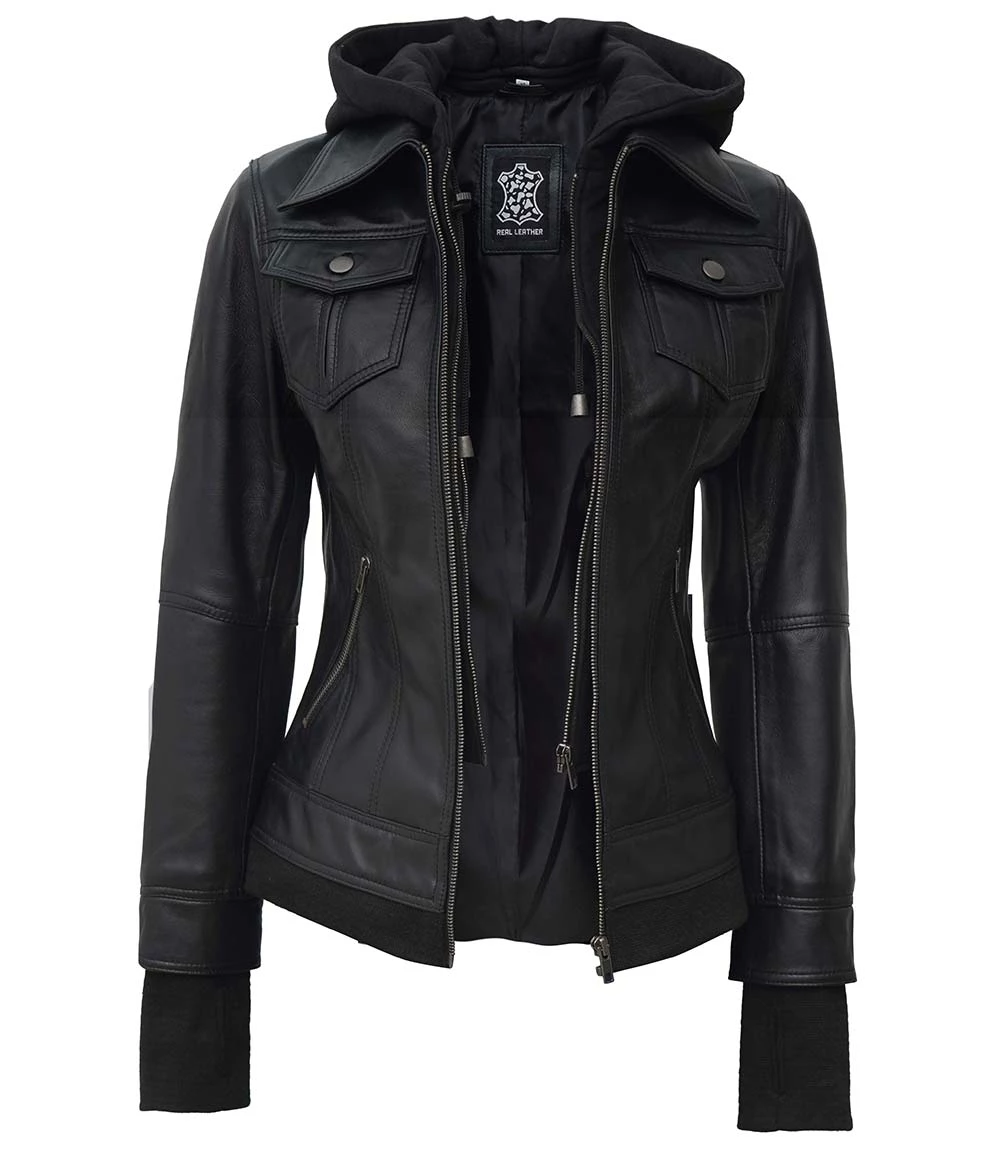Black Leather Bomber Jacket