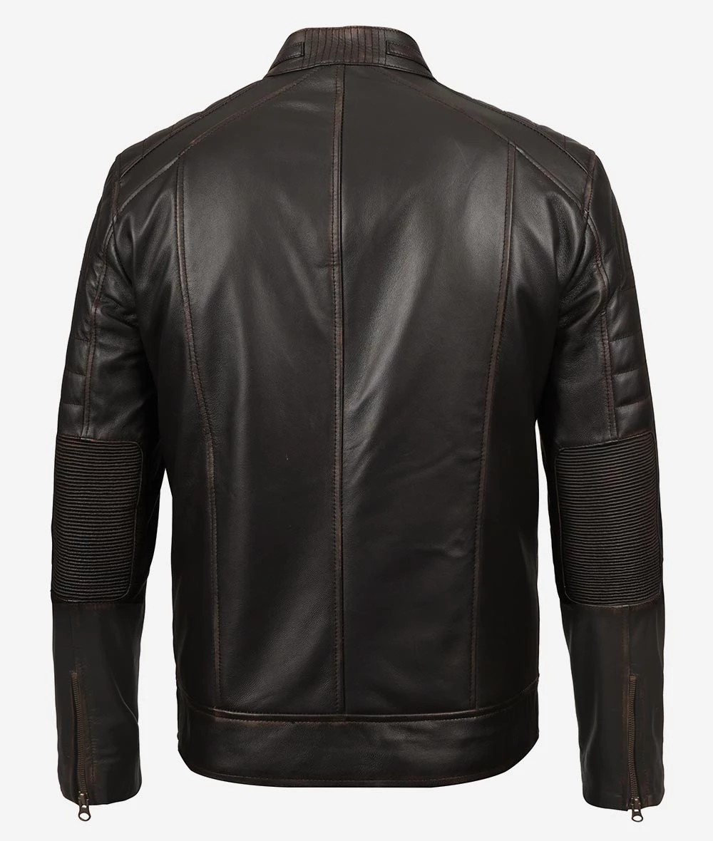Leather Brown Biker Jacket for Men
