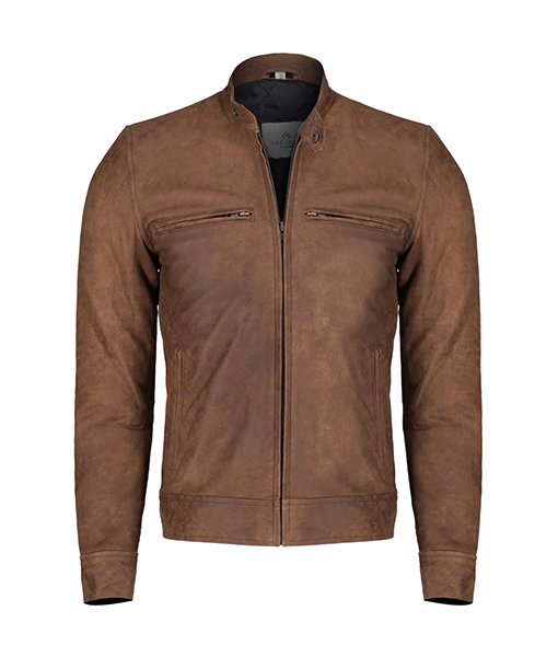 Light Brown Biker Leather Jacket For Men