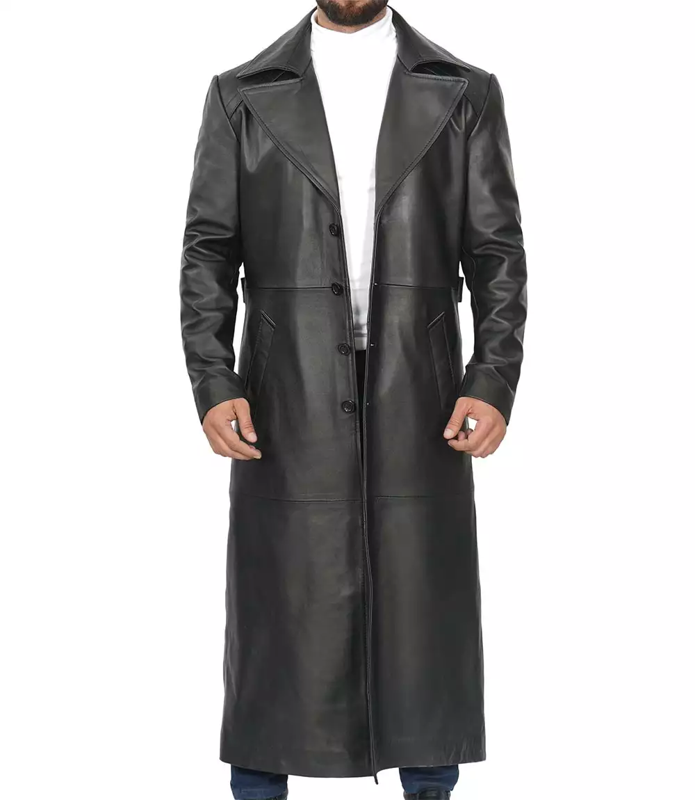 Black Leather Duster Coat