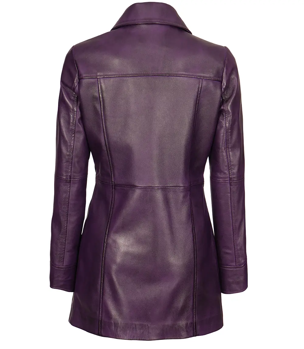 Womens Purple Leather Coat