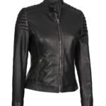 Womens Cafe Racer Black Leather Jacket