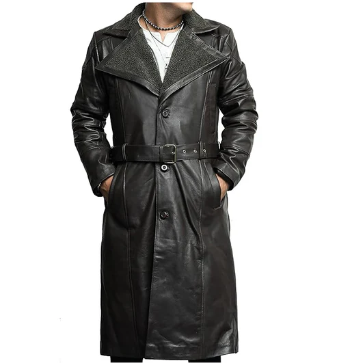 Klyra Dark Aesthetic Leather Duster Coat
