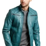 Mens Teal Leather Jacket