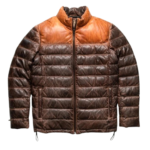Mens Leather Puffer Jacket