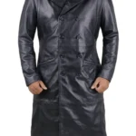 Classic Mens Winter Leather Chesterfield Coat