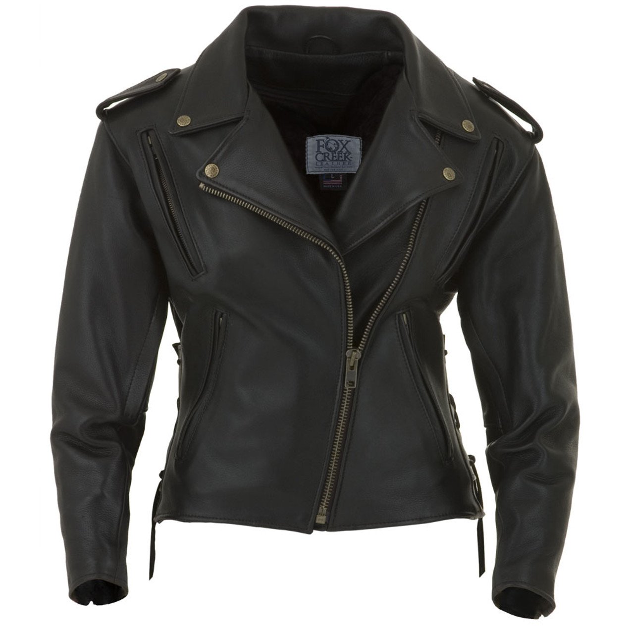 Leather motorcycle jacket ladies