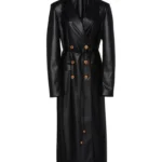 Womens Black Leather Trench Coat