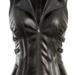 Women Claire Black Leather Vest