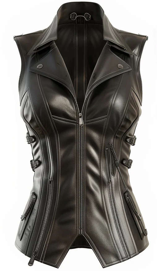 Women Claire Black Leather Vest