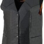 Women Classic Black Leather Motorcycle Vest
