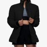 Womens Black Puffer Jacket With Fur Collar