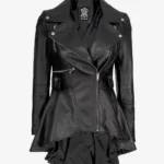 Black Womens Peplum Leather Jacket