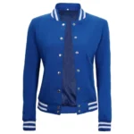 Women Bomber Style Royal Blue Varsity Jacket