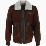 Men NC Air Force Brown Sheepskin Pilot Jacket