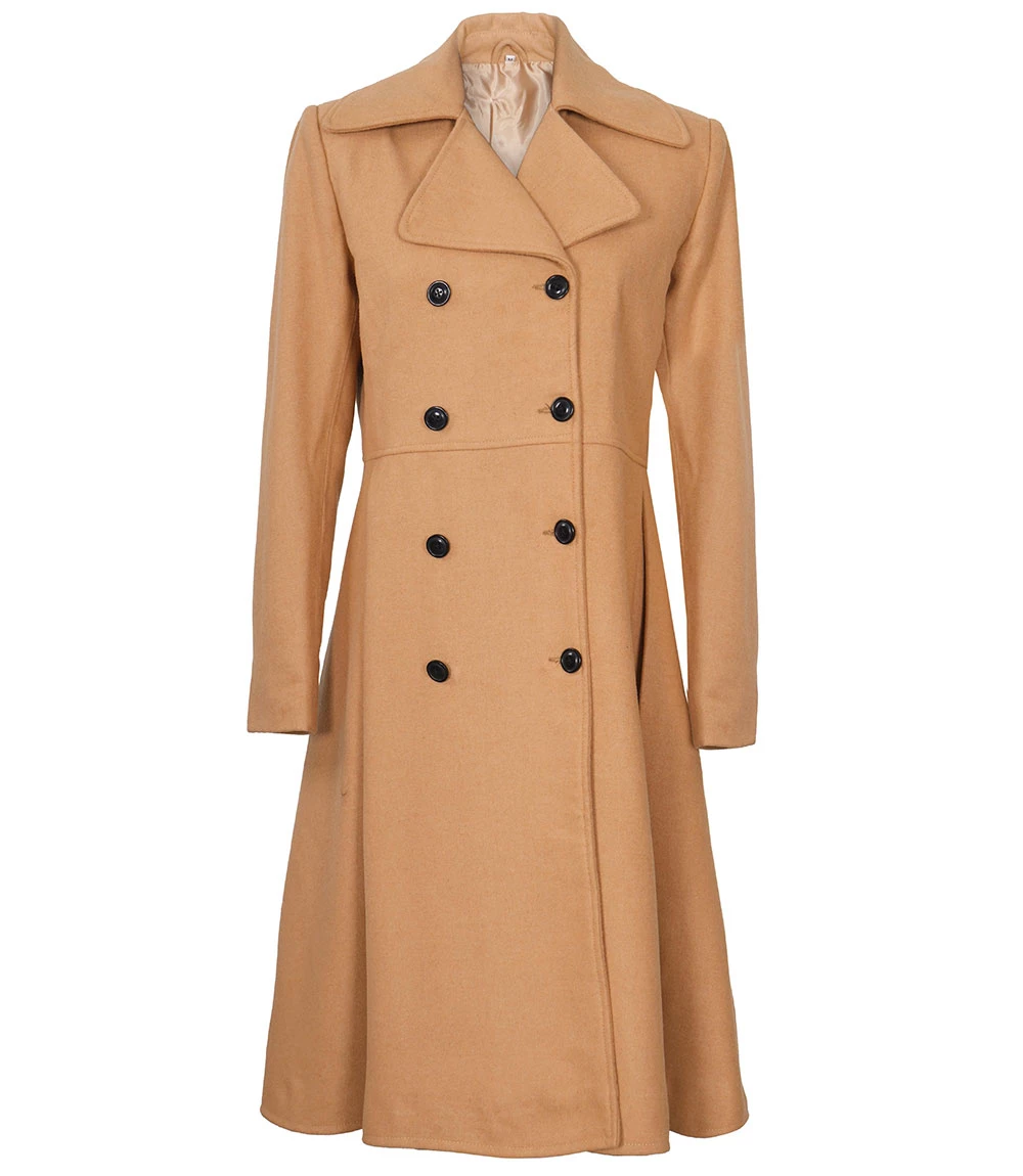 Womens Beige Wool Coat