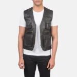Mens Safari Brown Leather Vest