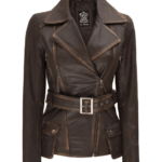 Womens Distressed Brown Leather Jacket