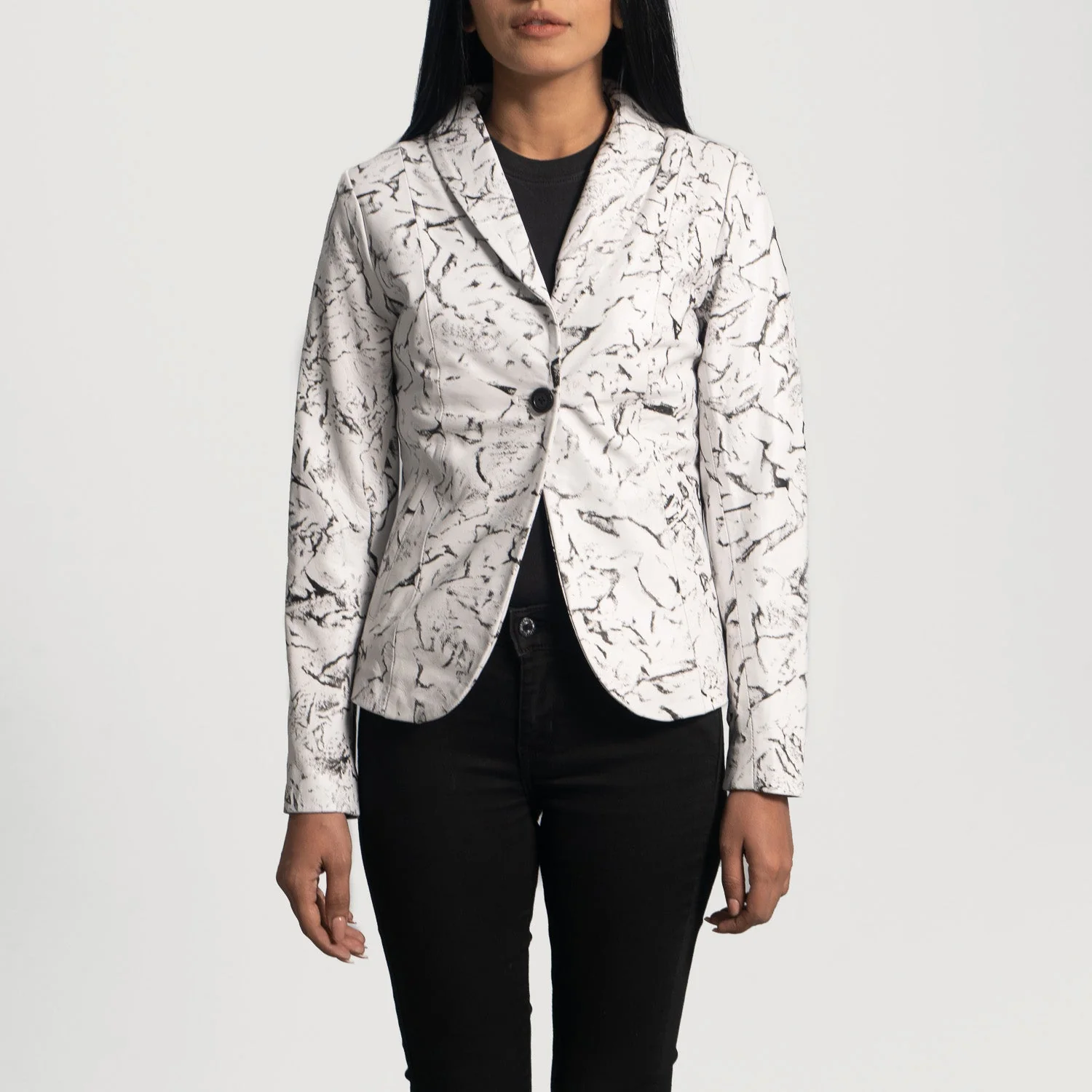 Womens Donna Blake White Leather Blazer