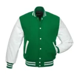 Mens Green And White Varsity Jacket