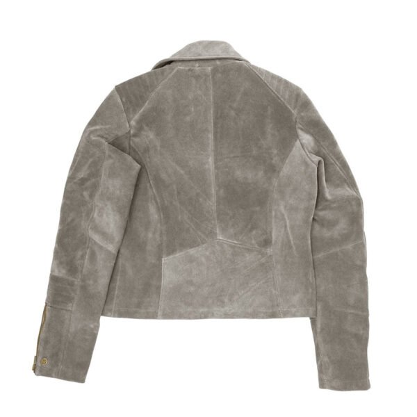 Women Suede Biker Grey Jacket