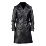 Mens Real Leather Trench Coat