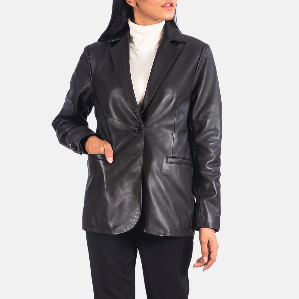 Womens Norma Brown Leather Blazer