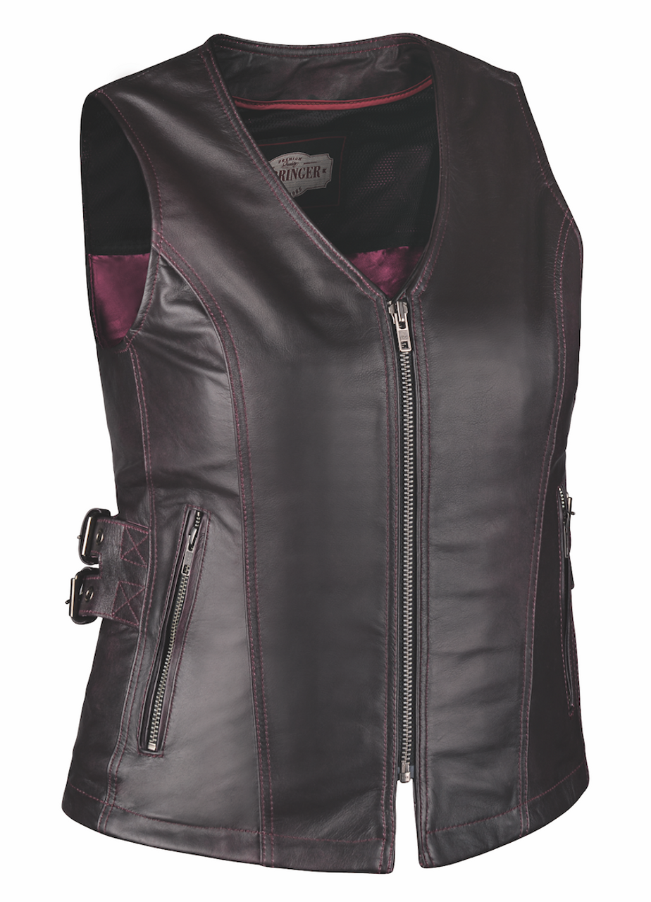 Women Purple Leather Motorcycle Vest
