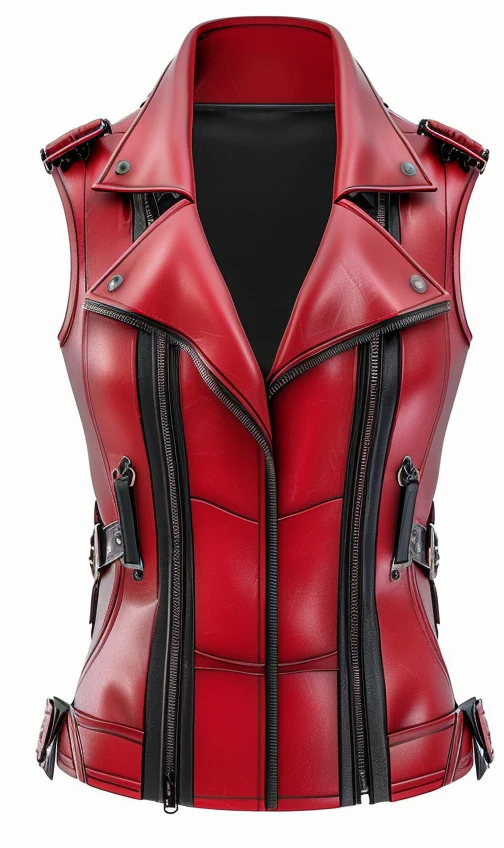 Women Red Sophie Leather Vest