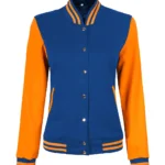 Womens Yellow and Royal Blue Varsity Jacket - Baseball Style Bomber