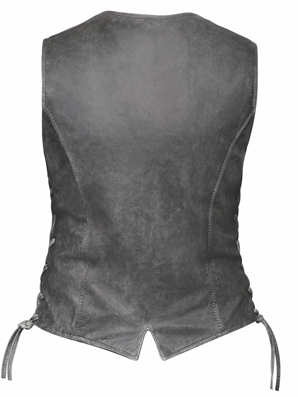 Women Soft Gray Leather Side Lace Vest