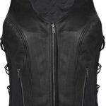 Women Solid Soft Leather Biker Vest