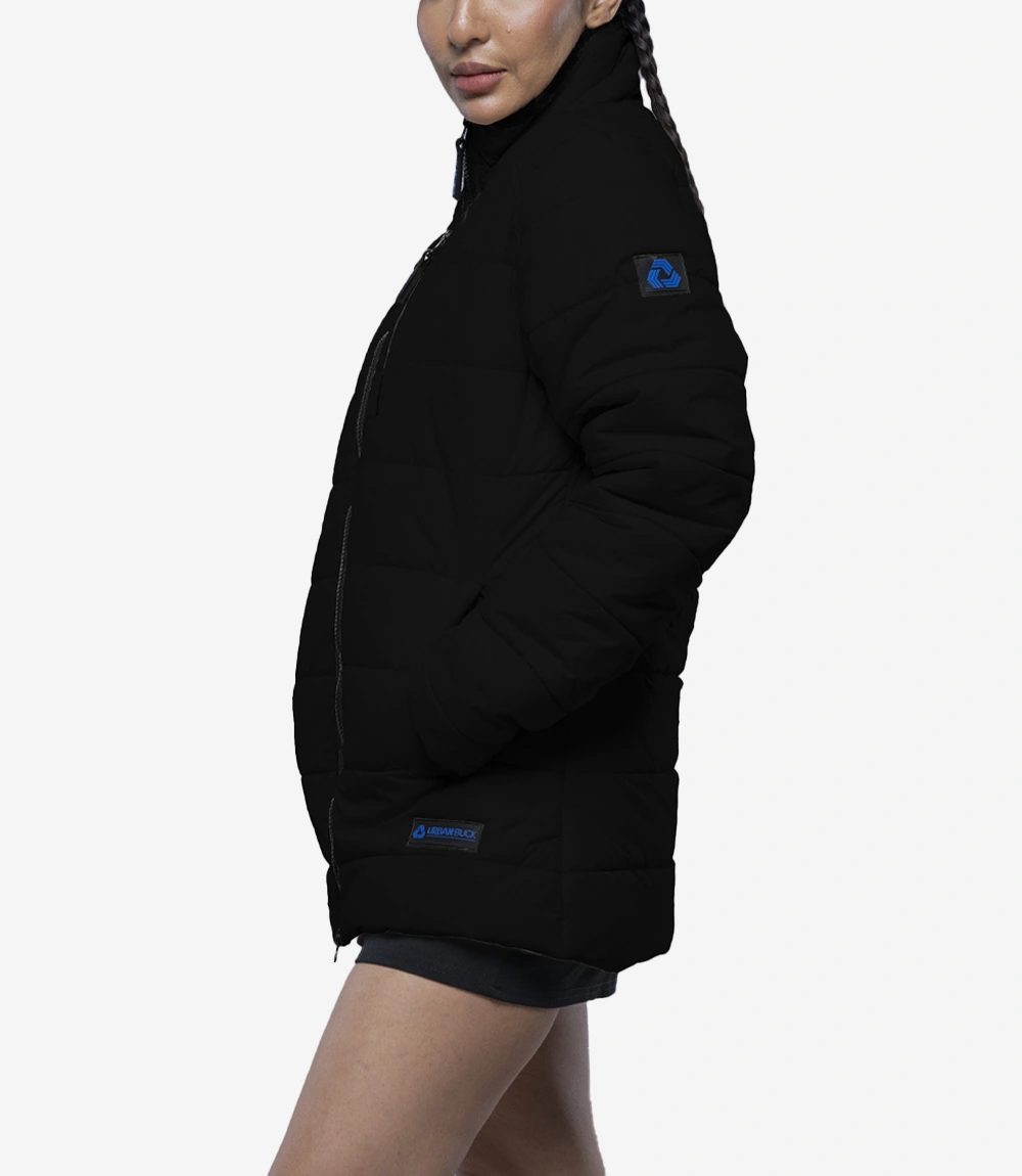 Womens Black Puffer Jacket With Fur Collar