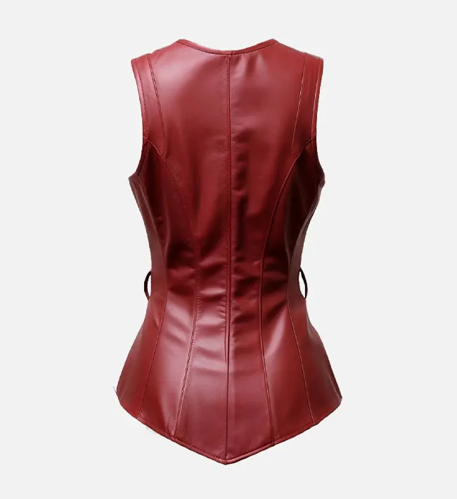 Women Burgundy Leather Vest
