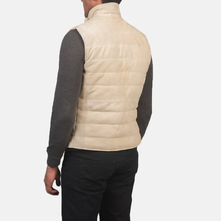 Mens Tony Off-White Suede Vest