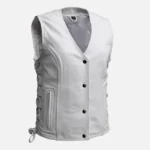 Women White Motorcycle Leather Vest