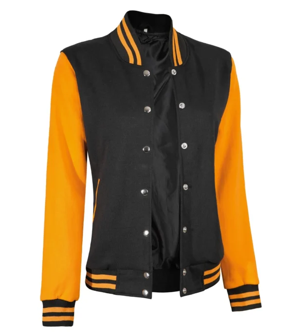 Womens Yellow And Black Varsity Jacket