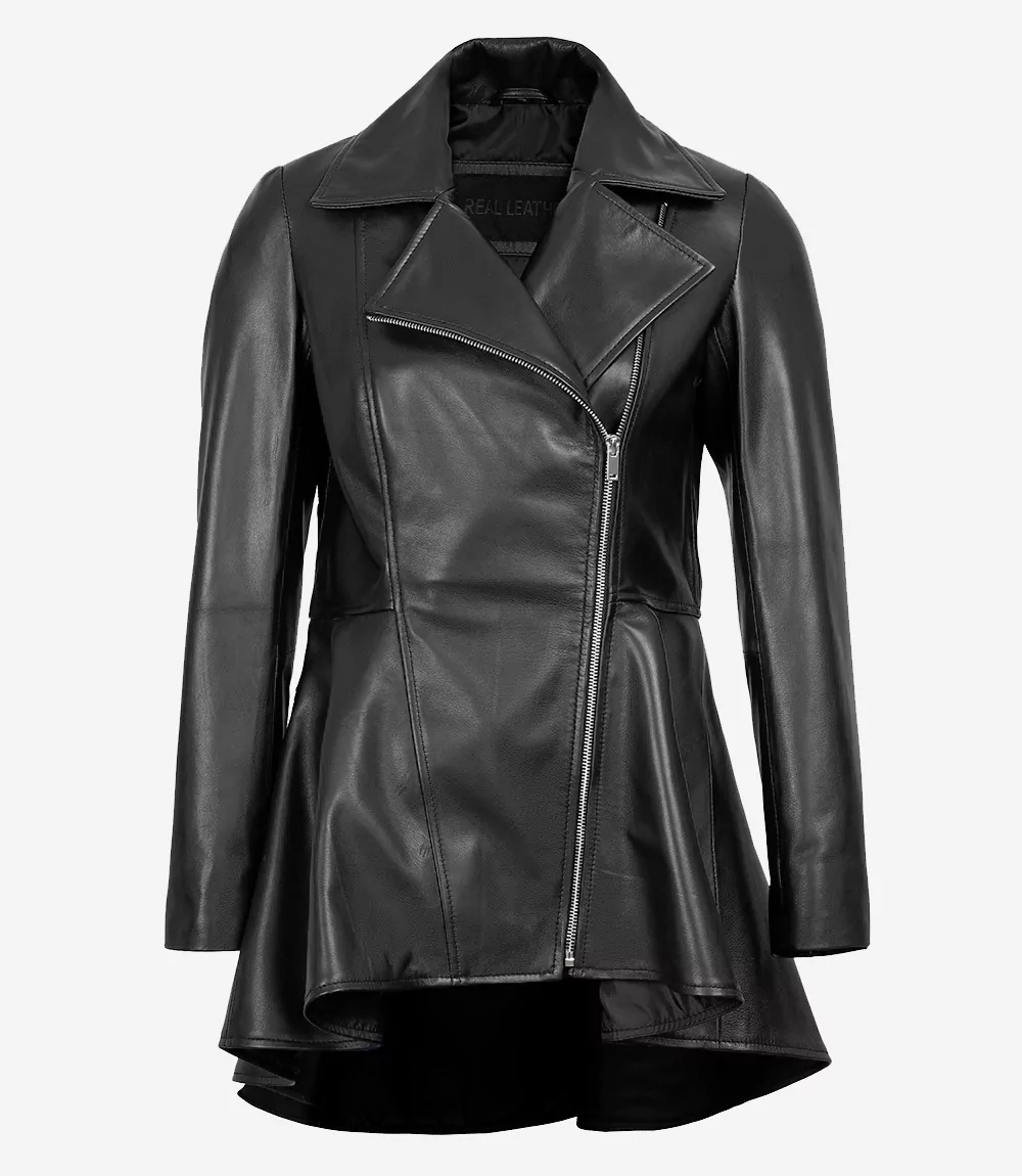 Womens Black Peplum Leather Jacket