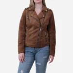 Women Bonded Suede Moto Jacket