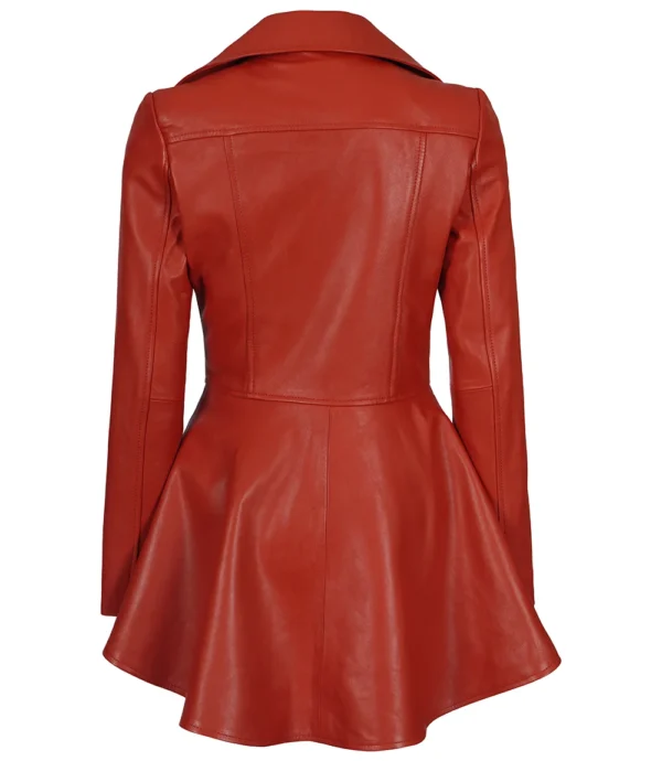Womens Red Leather Peplum Jacket