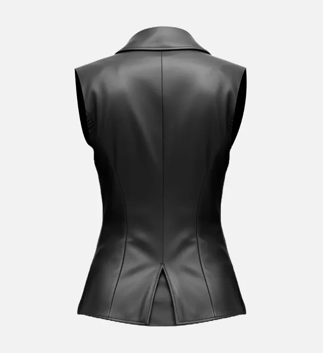 Women Black Casual Leather Vest