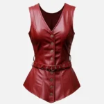 Women Burgundy Leather Vest