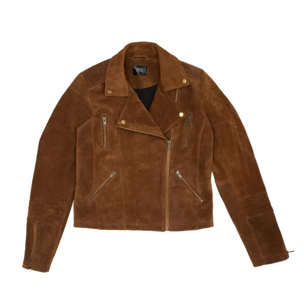Women Tan Suede Biker Jacket