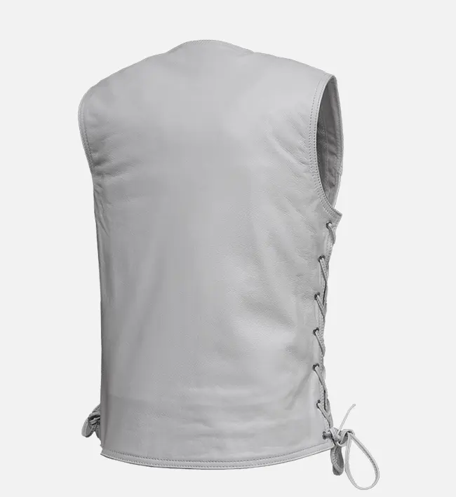 Women White Motorcycle Leather Vest