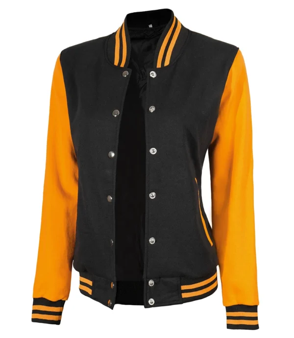 Womens Yellow And Black Varsity Jacket