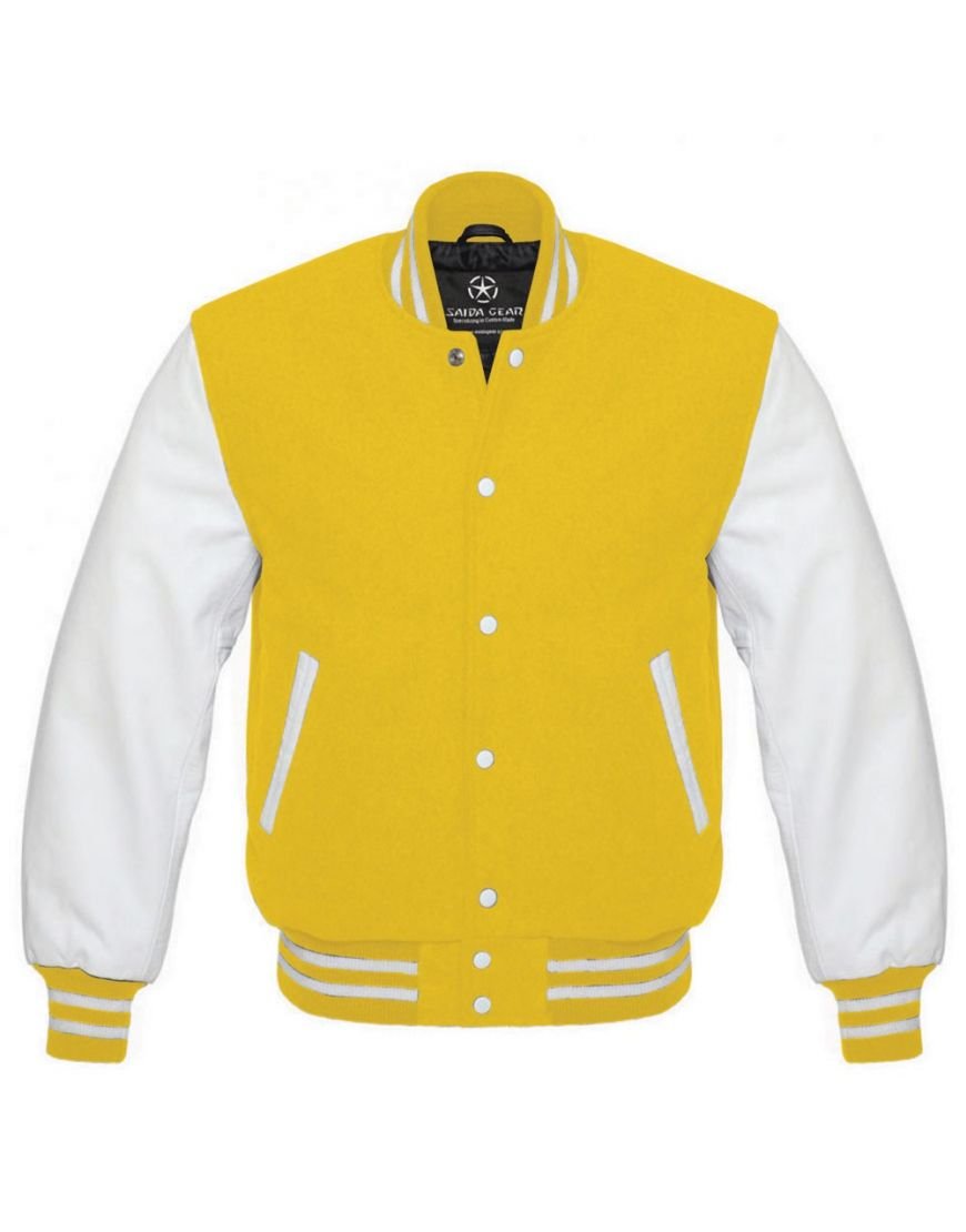 Mens Yellow And White Varsity Jacket