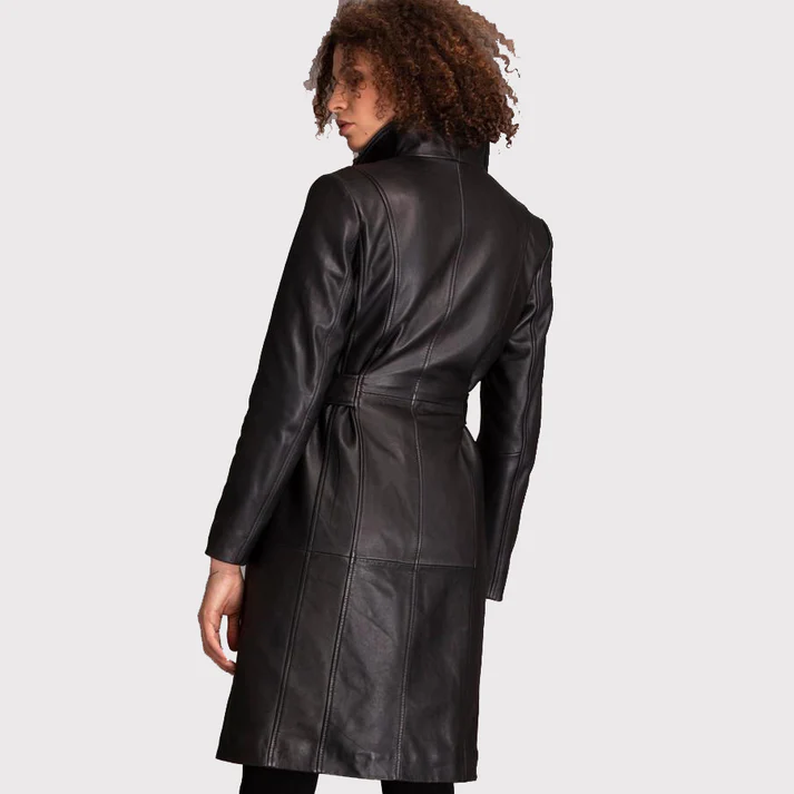 Womens Black Lambskin Leather Coat